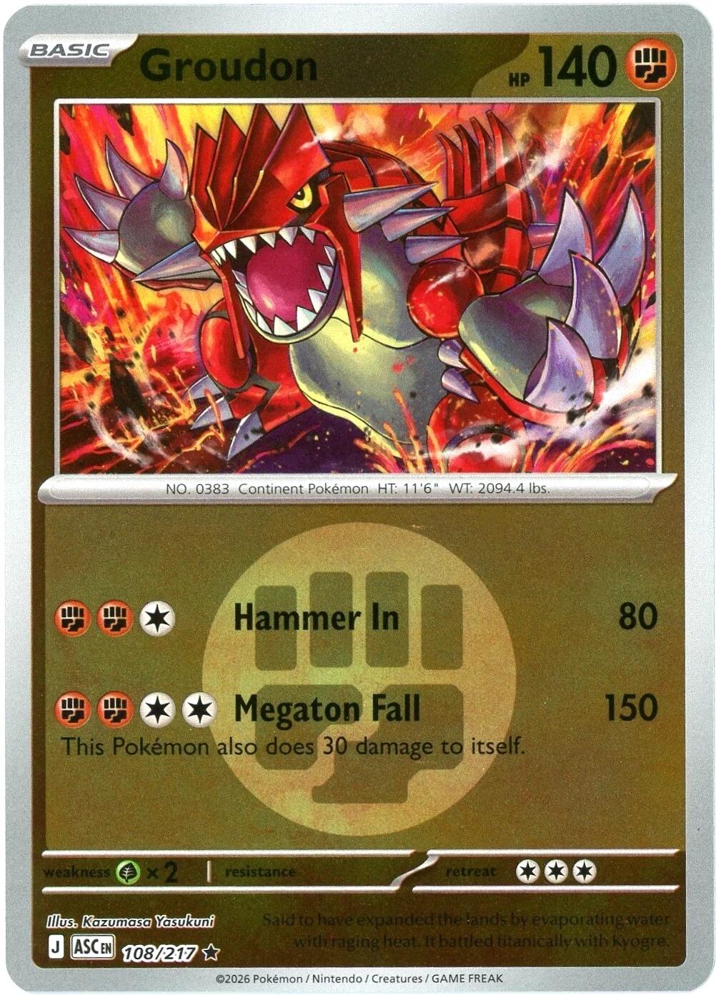 Groudon (108/217) (Energy Symbol Pattern) [Mega Evolution: Ascended Heroes] | Exor Games New Glasgow