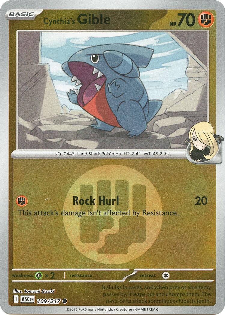 Cynthia's Gible (109/217) (Energy Symbol Pattern) [Mega Evolution: Ascended Heroes] | Exor Games New Glasgow