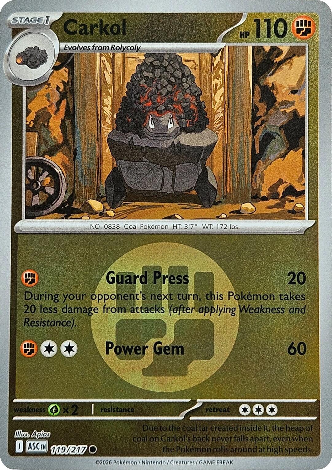 Carkol (119/217) (Energy Symbol Pattern) [Mega Evolution: Ascended Heroes] | Exor Games New Glasgow
