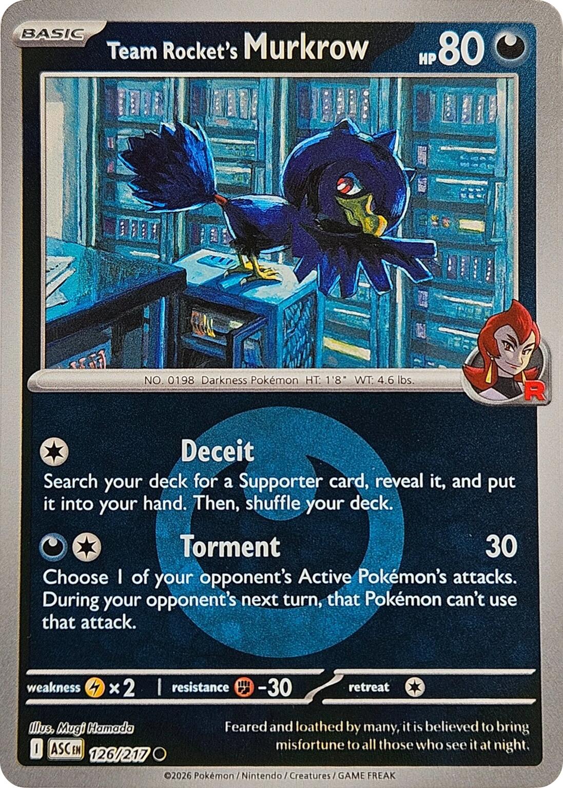 Team Rocket's Murkrow (126/217) (Energy Symbol Pattern) [Mega Evolution: Ascended Heroes] | Exor Games New Glasgow