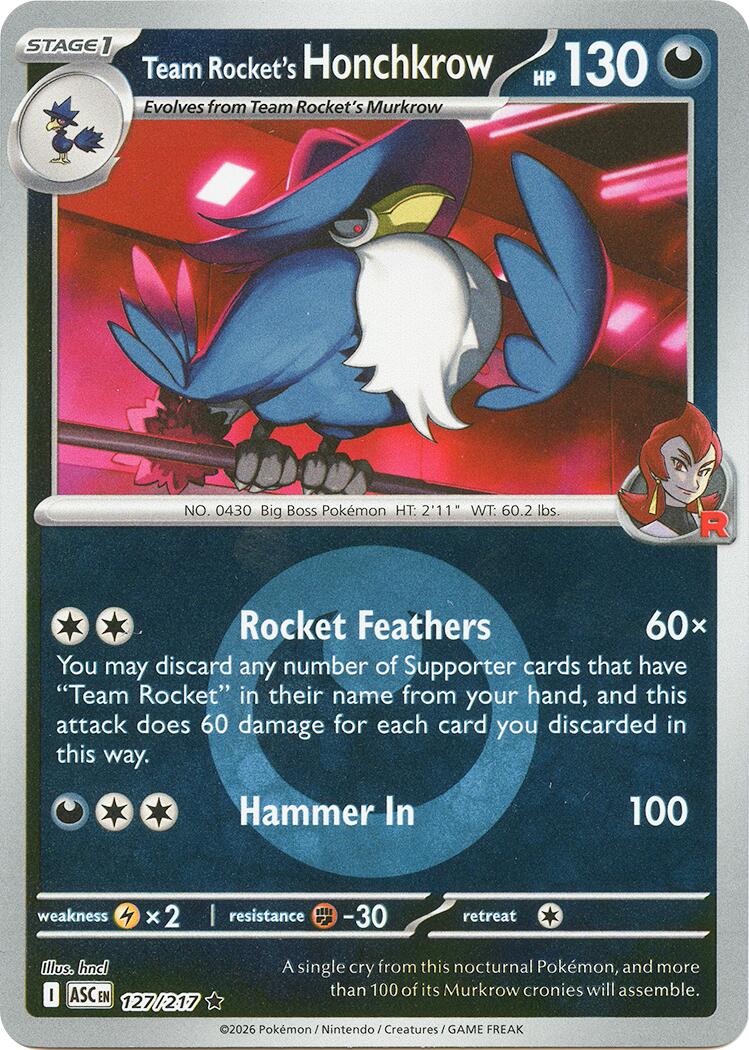 Team Rocket's Honchkrow (127/217) (Energy Symbol Pattern) [Mega Evolution: Ascended Heroes] | Exor Games New Glasgow
