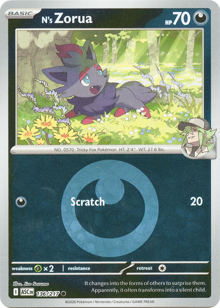 N's Zorua (136/217) (Energy Symbol Pattern) [Mega Evolution: Ascended Heroes] | Exor Games New Glasgow