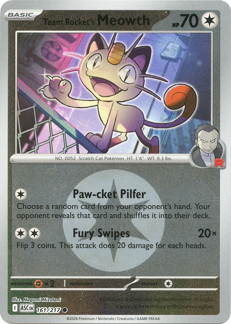 Team Rocket's Meowth (161/217) (Energy Symbol Pattern) [Mega Evolution: Ascended Heroes] | Exor Games New Glasgow