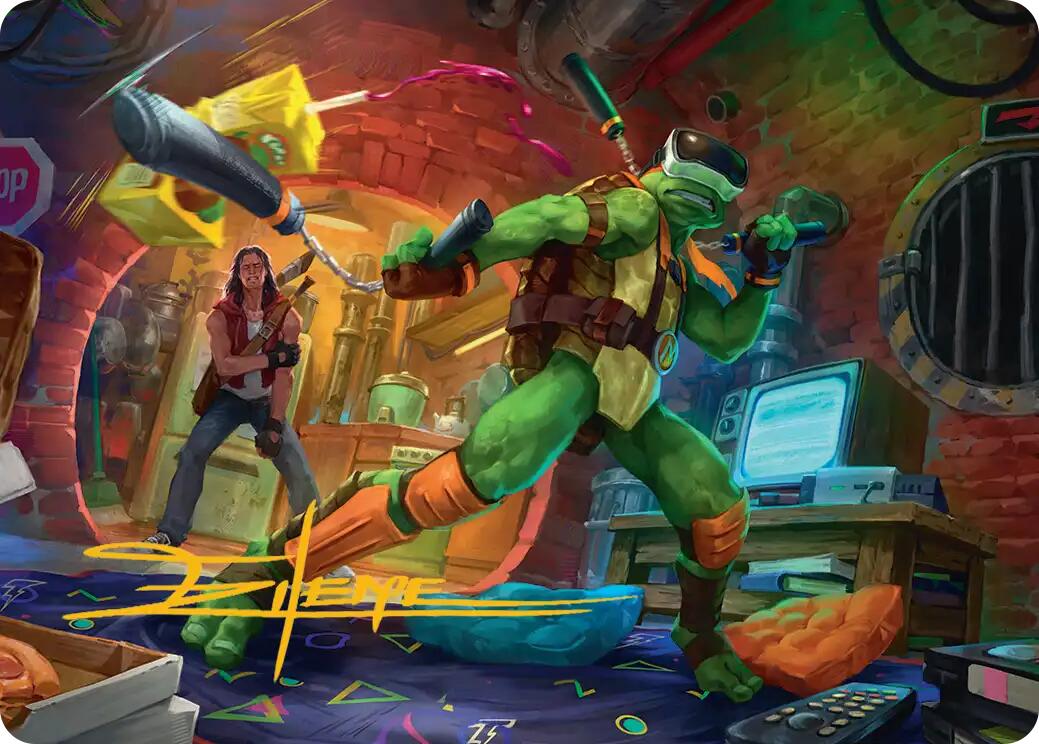 Michelangelo, Game Master Art Card (Gold-Stamped Signature) [Teenage Mutant Ninja Turtles Art Series] | Exor Games New Glasgow