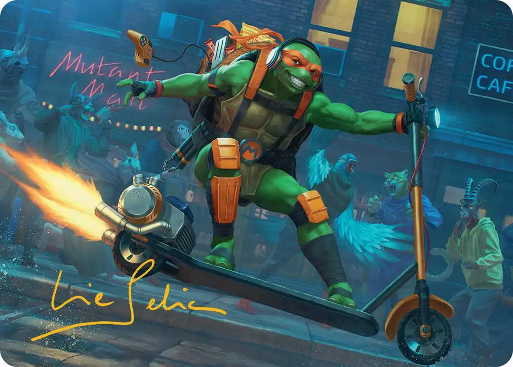 Michelangelo, On the Scene Art Card (Gold-Stamped Signature) [Teenage Mutant Ninja Turtles Art Series] | Exor Games New Glasgow