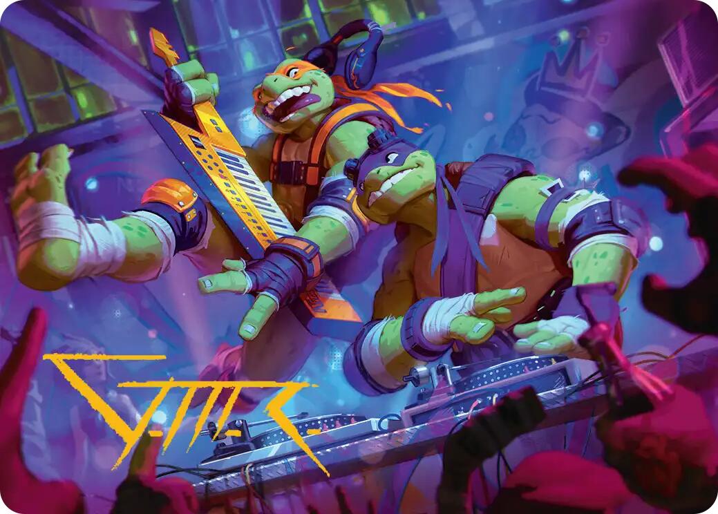 Mikey & Don, Party Planners Art Card (Gold-Stamped Signature) [Teenage Mutant Ninja Turtles Art Series] | Exor Games New Glasgow