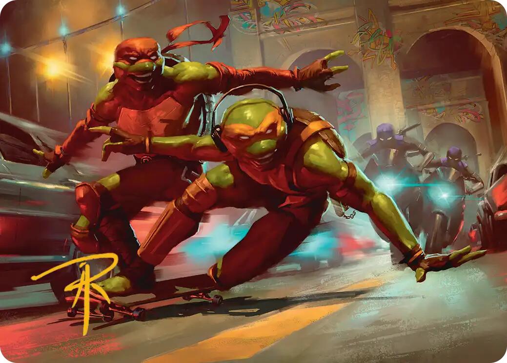 Raph & Mikey, Troublemakers Art Card (Gold-Stamped Signature) [Teenage Mutant Ninja Turtles Art Series] | Exor Games New Glasgow