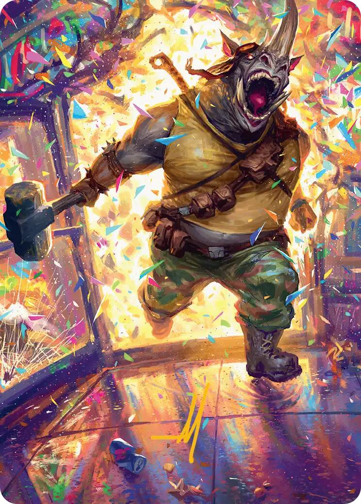 Rocksteady, Rowdy Rhino Art Card (Gold-Stamped Signature) [Teenage Mutant Ninja Turtles Art Series] | Exor Games New Glasgow