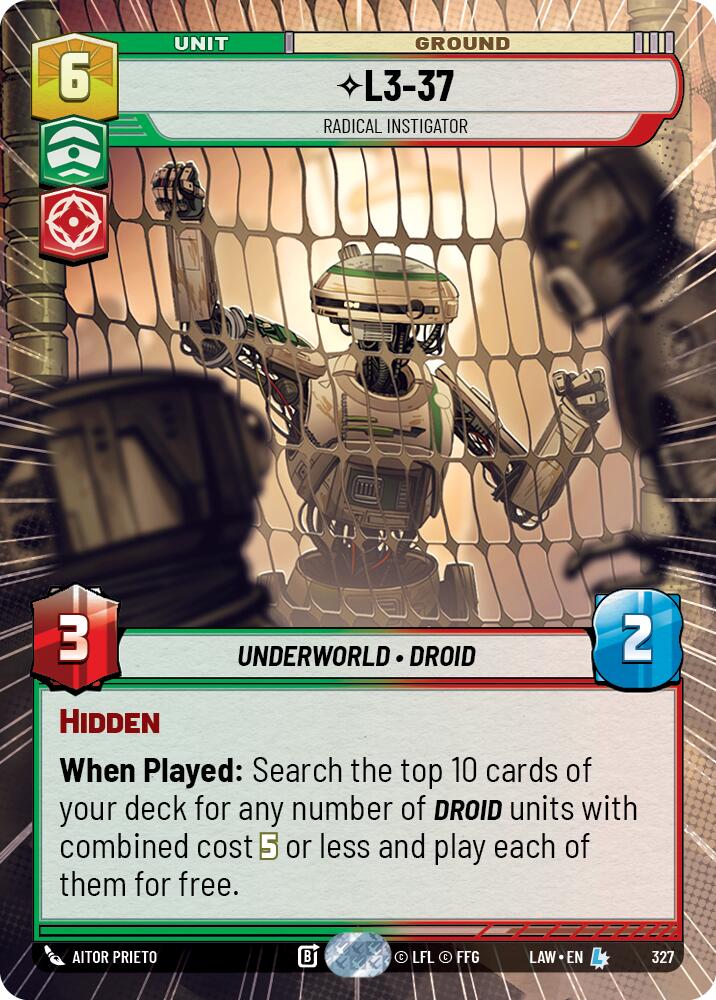 L3-37 - Radical Instigator (327) (Hyperspace) (327) [A Lawless Time] | Exor Games New Glasgow