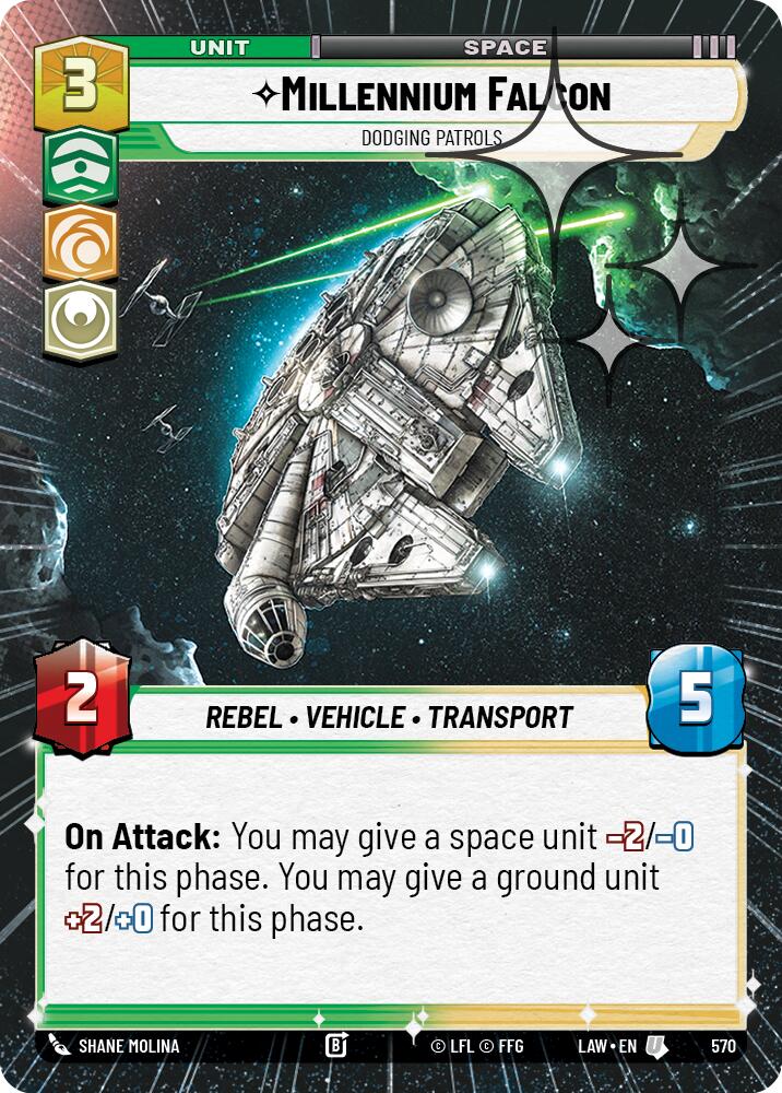 Millennium Falcon - Dodging Patrols (570) (Hyperspace Foil) (570) [A Lawless Time] | Exor Games New Glasgow