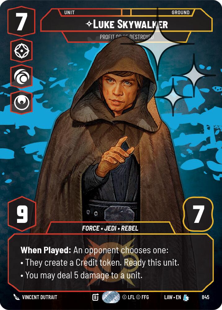 Luke Skywalker - Profit or Be Destroyed (Prestige Foil) (845) (845) [A Lawless Time] | Exor Games New Glasgow