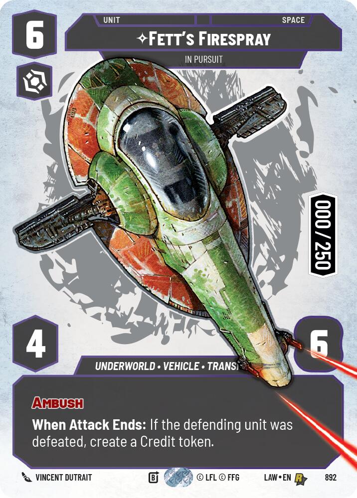 Fett's Firespray - In Pursuit (Serialized) (892) (892) [A Lawless Time] | Exor Games New Glasgow