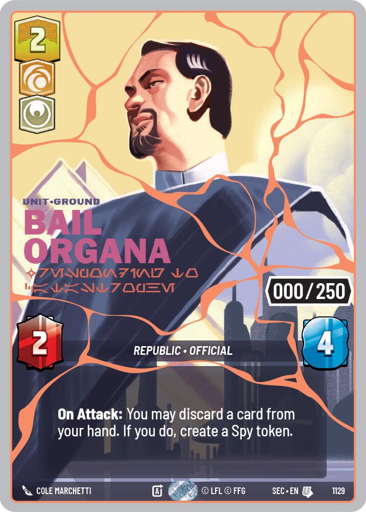Bail Organa - Responding to Catastrophe (1129) (Serialized) (Rose Gold) (1129) [Secrets of Power] | Exor Games New Glasgow