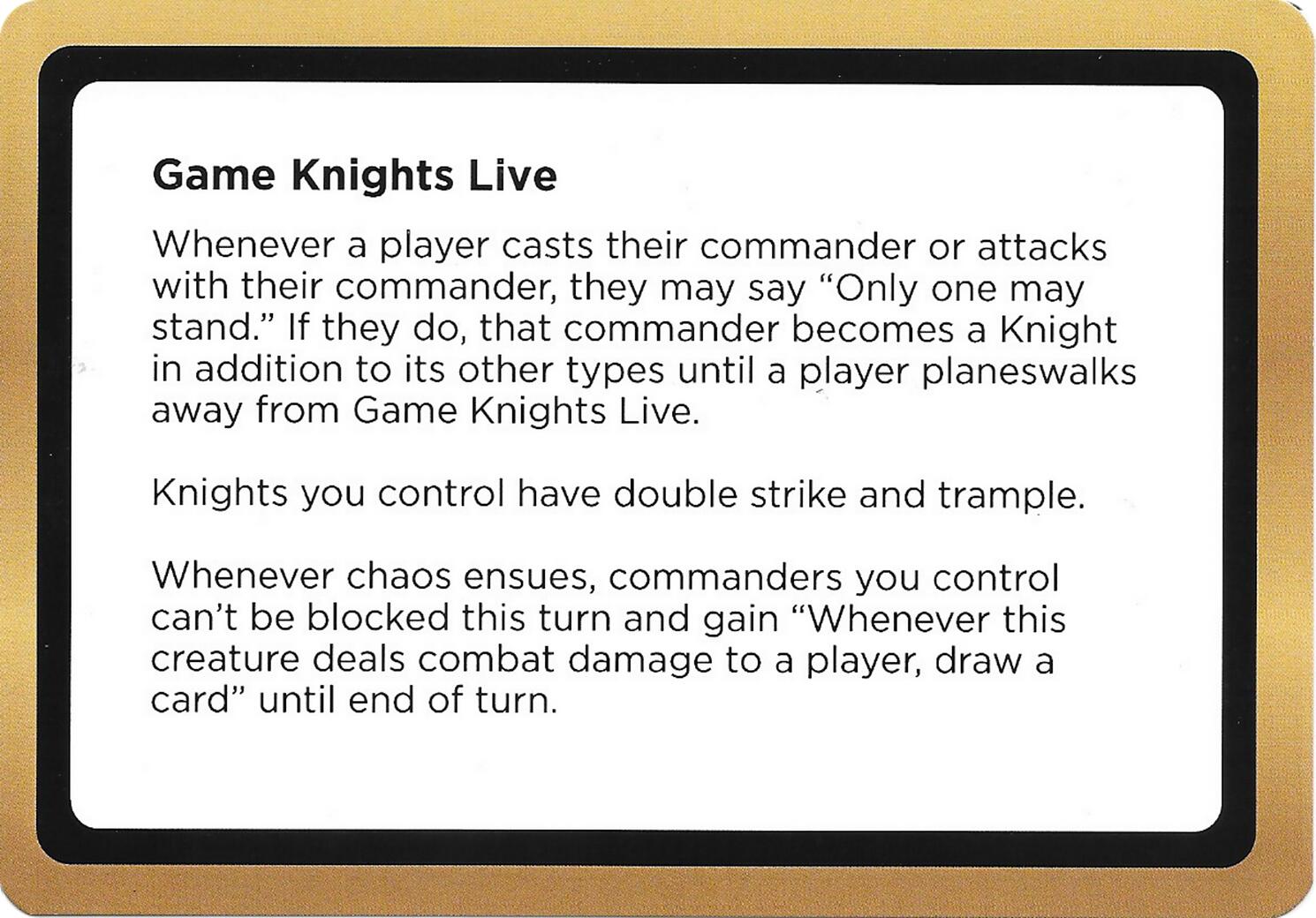 Game Knights Live (Black Lotus Unknown Planechase) [Oversize Cards] | Exor Games New Glasgow