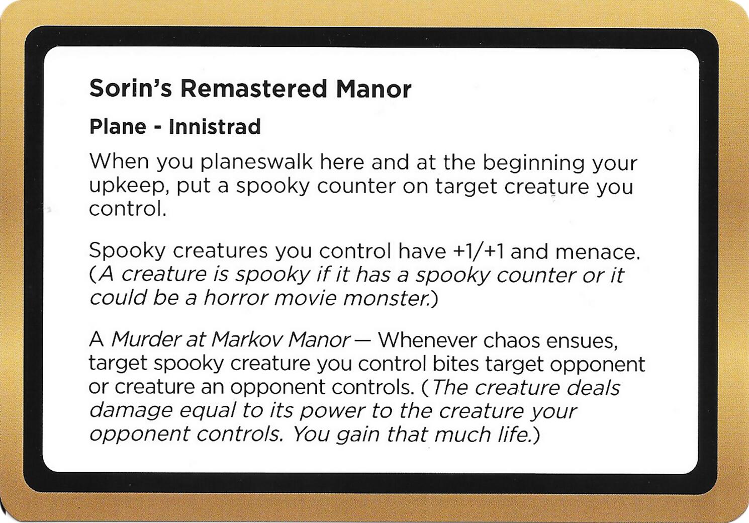 Sorin's Remastered Manor (Black Lotus Unknown Planechase) [Oversize Cards] | Exor Games New Glasgow
