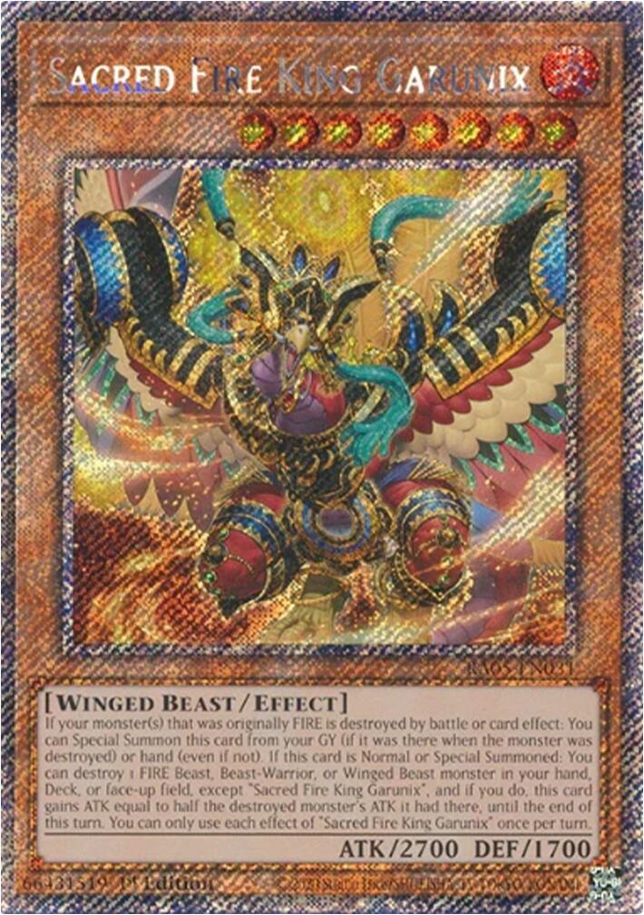 Sacred Fire King Garunix (Platinum Secret Rare) [RA05-EN031] Platinum Secret Rare | Exor Games New Glasgow