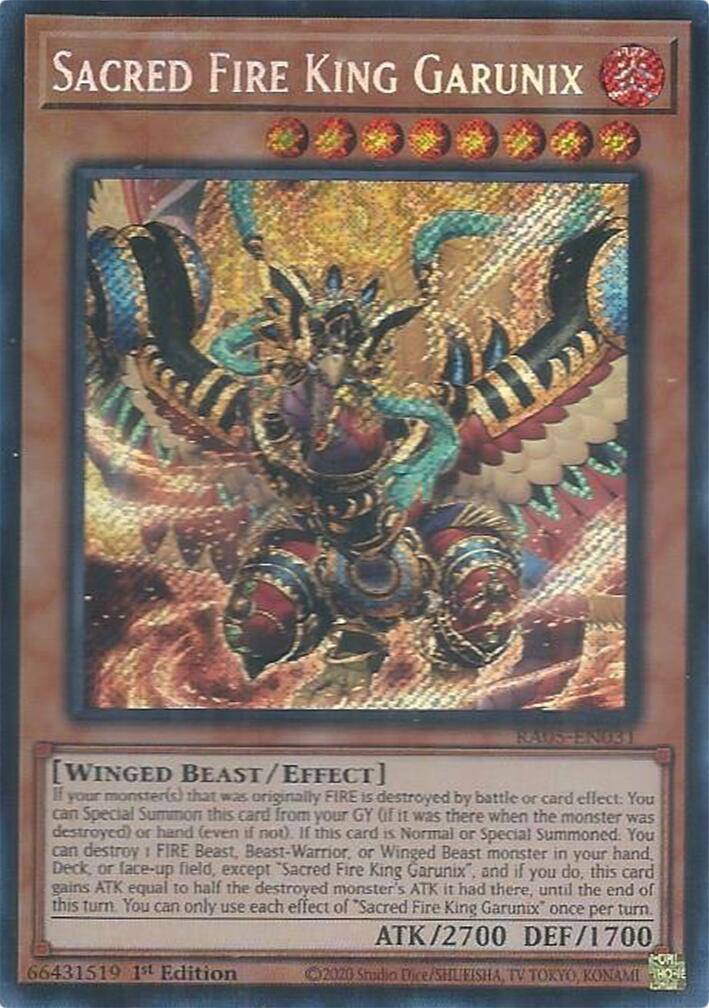 Sacred Fire King Garunix (Secret Rare) [RA05-EN031] Secret Rare | Exor Games New Glasgow