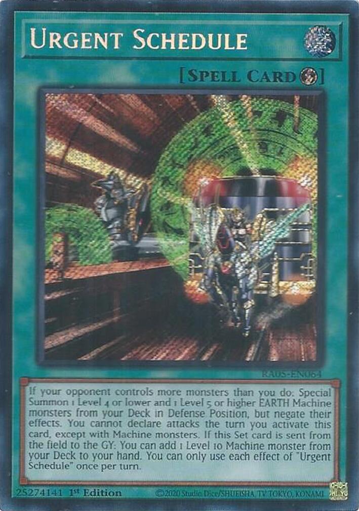 Urgent Schedule (Secret Rare) [RA05-EN064] Secret Rare | Exor Games New Glasgow