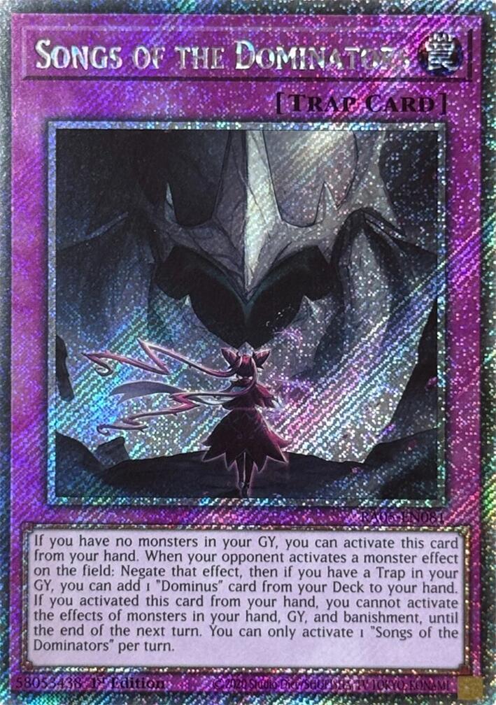 Songs of the Dominators (Platinum Secret Rare) [RA05-EN081] Platinum Secret Rare | Exor Games New Glasgow