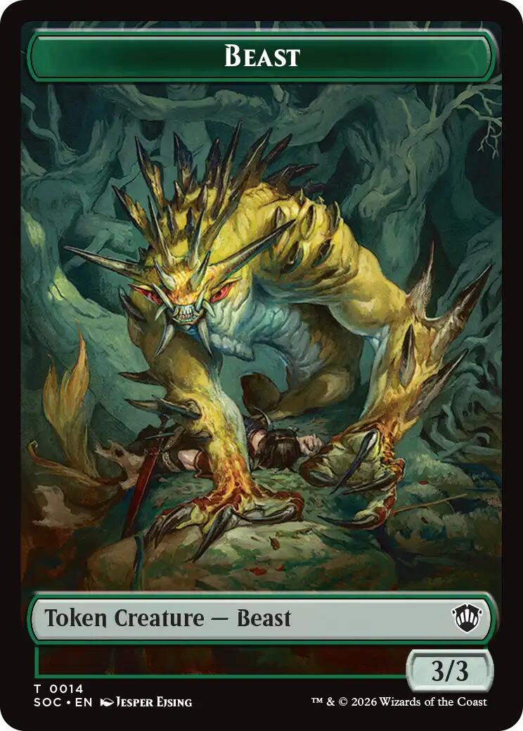 Beast // Fractal (0004) Double-Sided Token [Secrets of Strixhaven Commander Tokens] | Exor Games New Glasgow