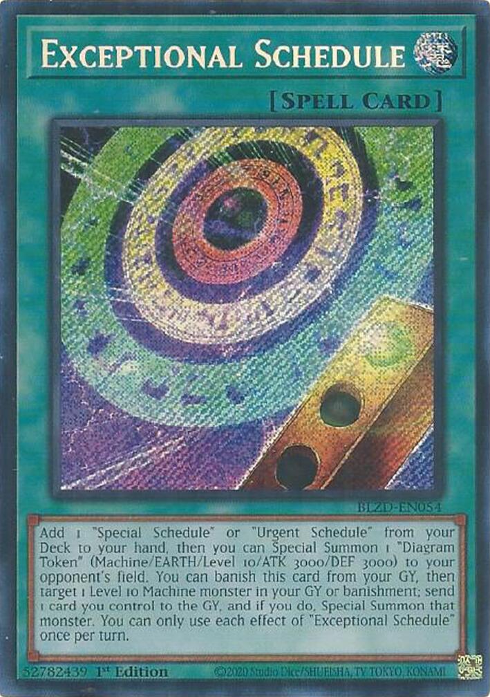 Exceptional Schedule [BLZD-EN054] Secret Rare | Exor Games New Glasgow