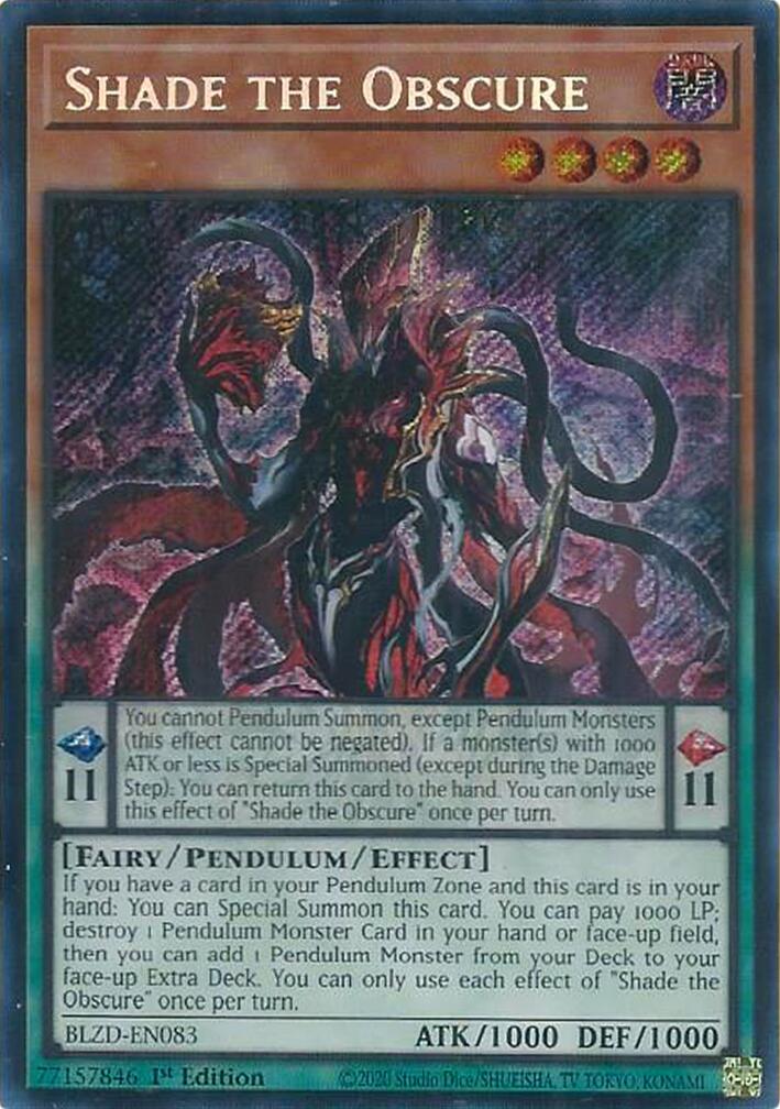 Shade the Obscure [BLZD-EN083] Secret Rare | Exor Games New Glasgow