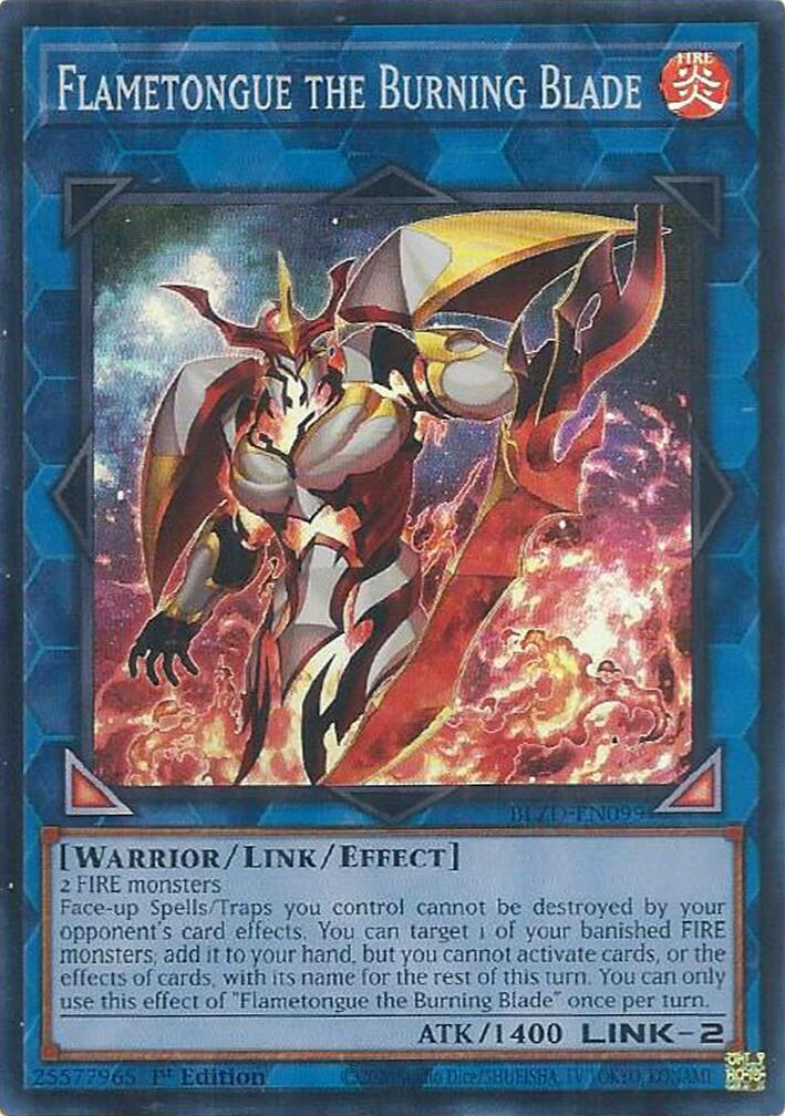 Flametongue the Burning Blade [BLZD-EN099] Super Rare | Exor Games New Glasgow