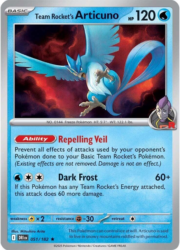 Team Rocket's Articuno (051/182) (Non-Holo) (Deck Exclusive) [Scarlet & Violet: Destined Rivals] | Exor Games New Glasgow