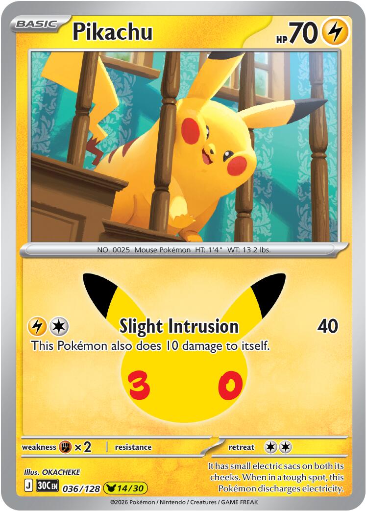 Pikachu (036/128) [Mega Evolution: 30th Celebration] | Exor Games New Glasgow