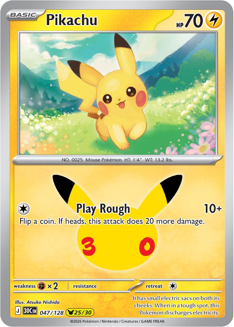 Pikachu (047/128) [Mega Evolution: 30th Celebration] | Exor Games New Glasgow