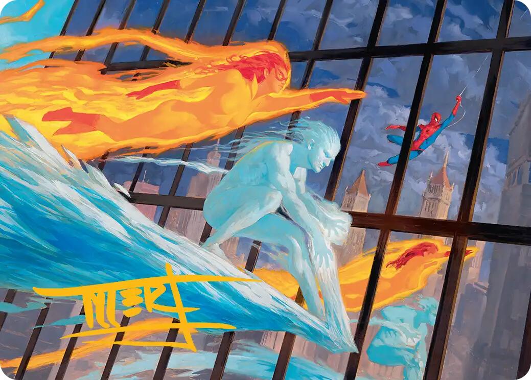Iceman and Firestar Art Card (Gold-Stamped Signature) [Marvel Super Heroes Art Series] | Exor Games New Glasgow