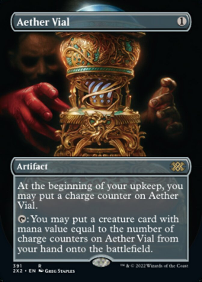 Aether Vial (Borderless Alternate Art) [Double Masters 2022] | Exor Games New Glasgow