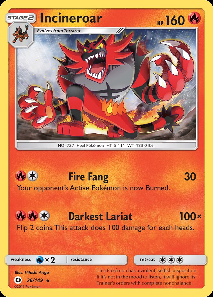 Incineroar (26/149) (Theme Deck Exclusive) [Sun & Moon: Base Set] | Exor Games New Glasgow