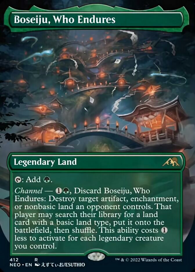 Boseiju, Who Endures (Borderless Alternate Art) [Kamigawa: Neon Dynasty] | Exor Games New Glasgow