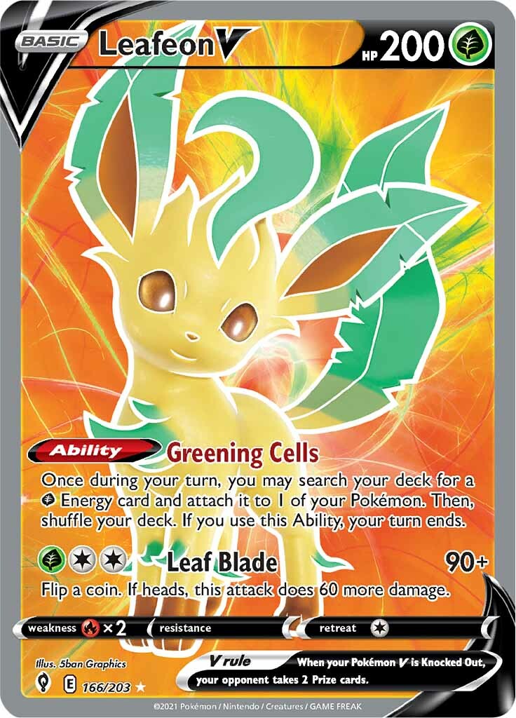 Leafeon V (166/203) [Sword & Shield: Evolving Skies] | Exor Games New Glasgow