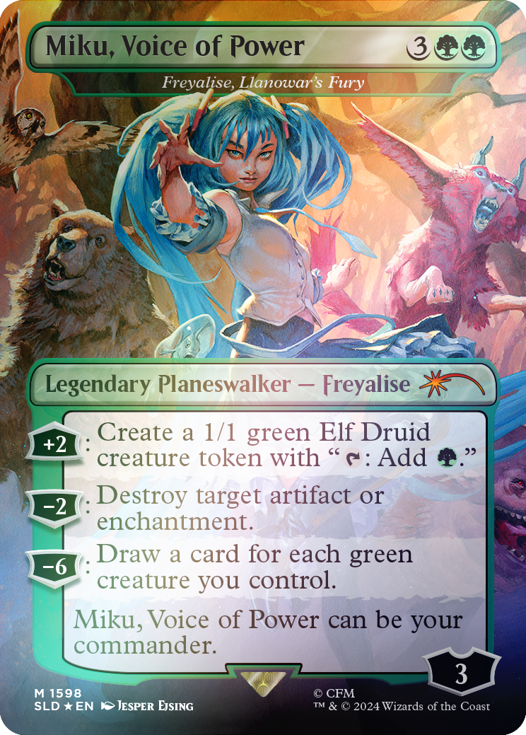 Miku, Voice of Power - Freyalise, Llanowar's Fury (Rainbow Foil) [Secret Lair Drop Series] | Exor Games New Glasgow