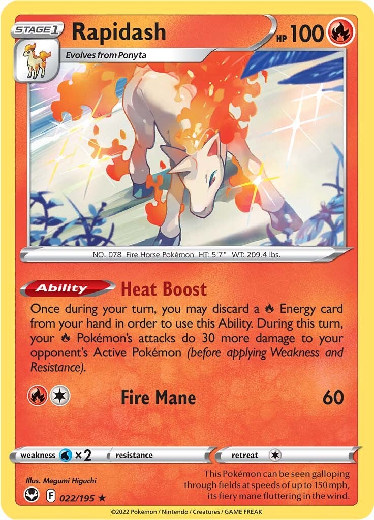 Rapidash (022/195) (Theme Deck Exclusive) [Sword & Shield: Silver Tempest] | Exor Games New Glasgow