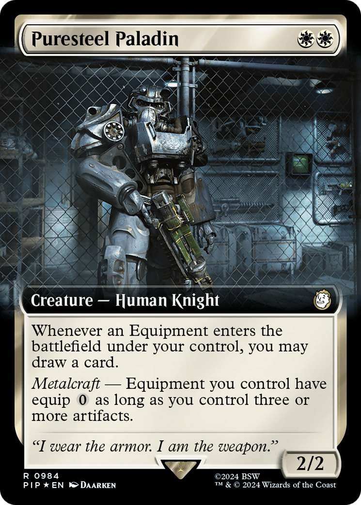 Puresteel Paladin (Extended Art) (Surge Foil) [Fallout] | Exor Games New Glasgow