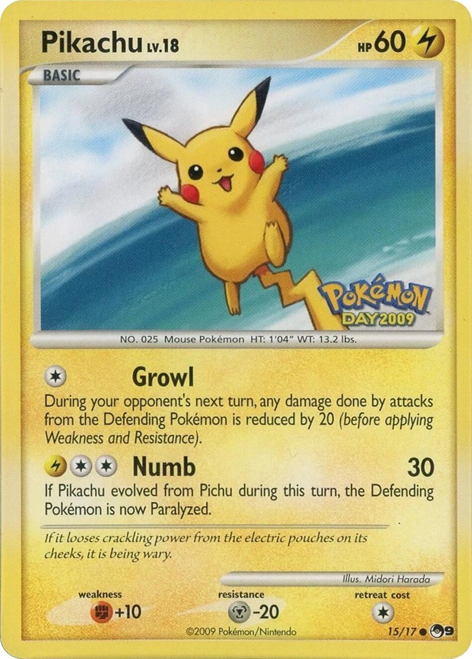Pikachu (015/017) (Pokemon Day 2009) [POP Series 9] | Exor Games New Glasgow