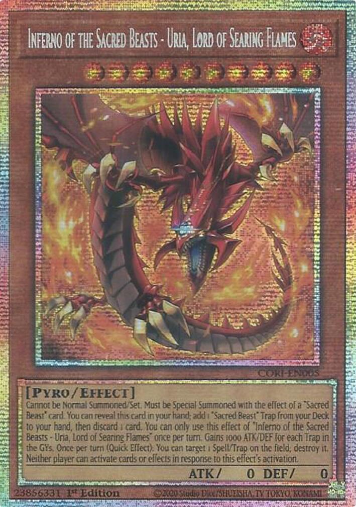 Inferno of the Sacred Beasts - Uria, Lord of Searing Flames (Starlight Rare) [CORI-EN005] Starlight Rare | Exor Games New Glasgow