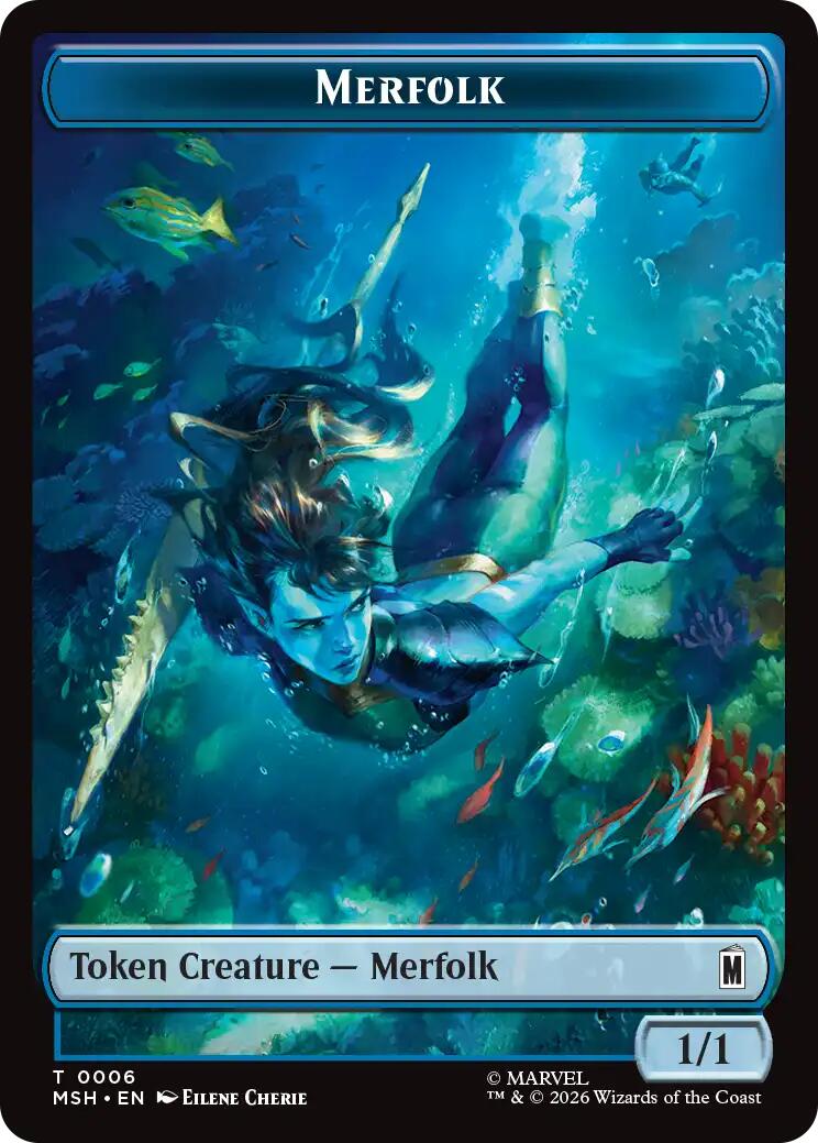 Merfolk // Doombot Double-Sided Token [Marvel Super Heroes Tokens] | Exor Games New Glasgow