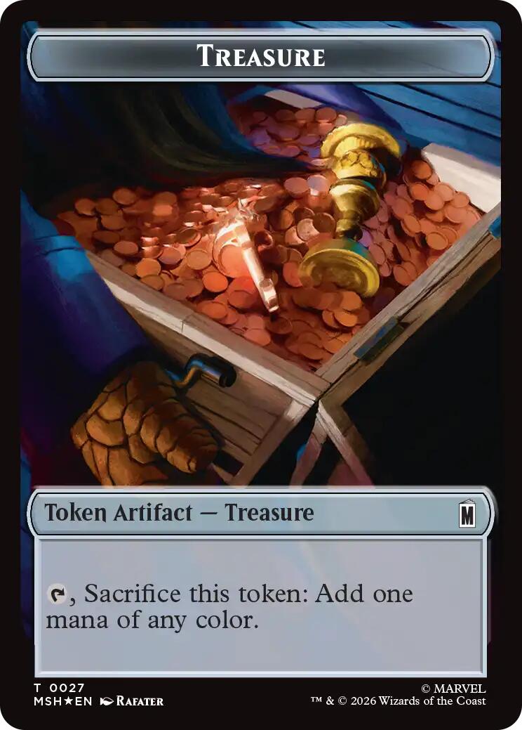 Treasure (027) // Construct (030) Double-Sided Token (Surge Foil) [Marvel Super Heroes Commander Tokens] | Exor Games New Glasgow