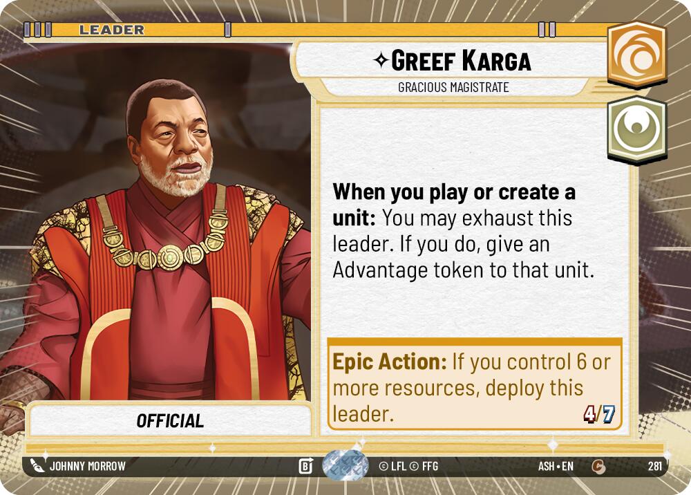 Greef Karga - Gracious Magistrate (281) (Hyperspace) (281) [Ashes of the Empire] | Exor Games New Glasgow