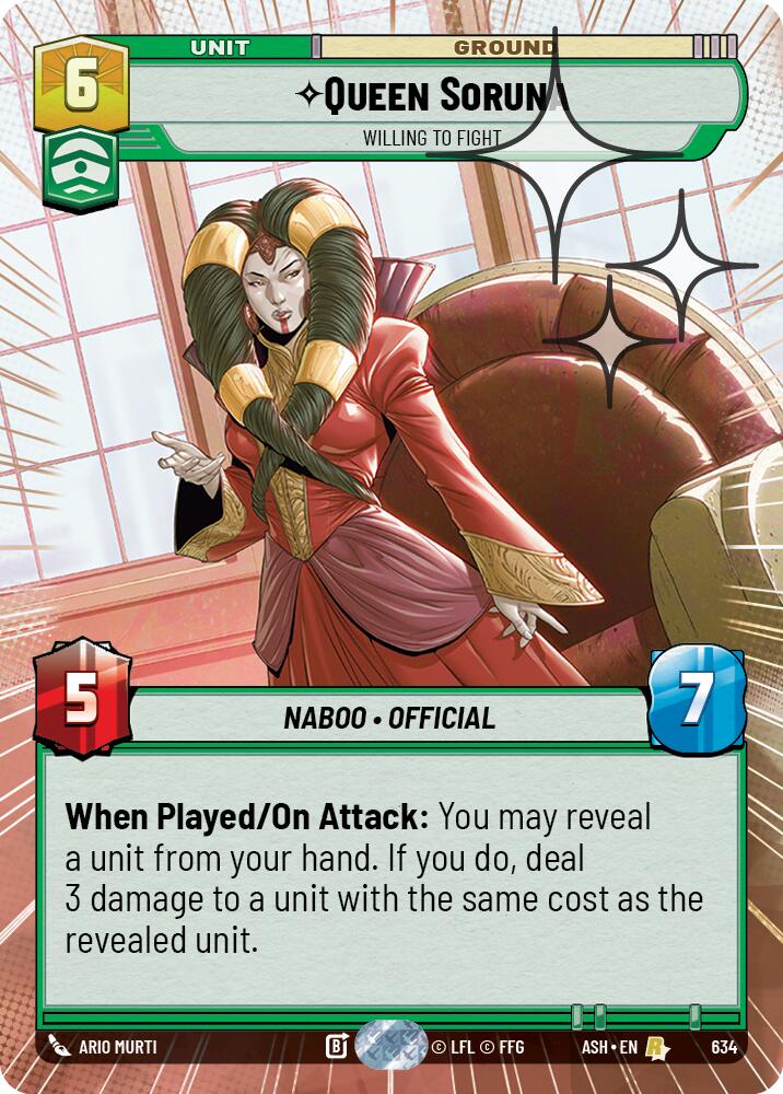 Queen Soruna - Willing to Fight (634) (Hyperspace Foil) (634) [Ashes of the Empire] | Exor Games New Glasgow