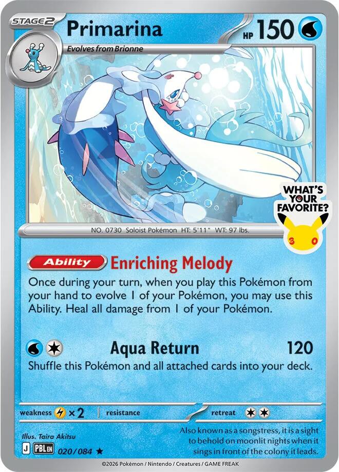 Primarina (020/084) (What's Your Favorite Stamp) [Mega Evolution: Pitch Black] | Exor Games New Glasgow