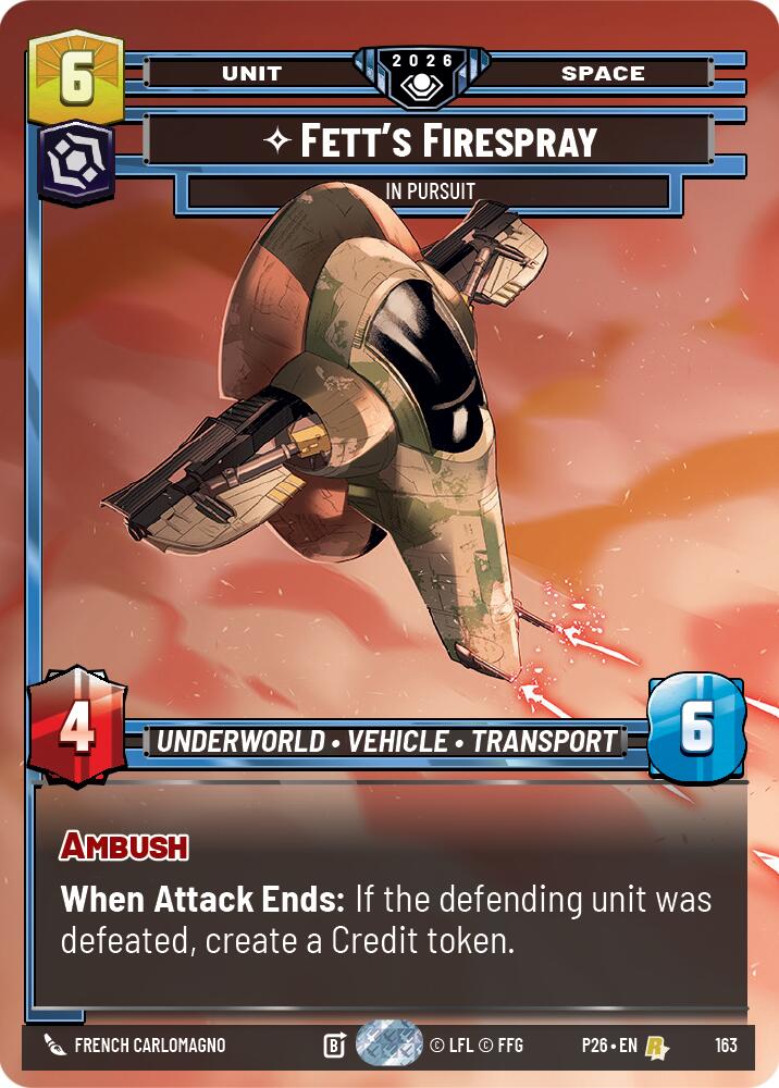 Fett's Firespray - In Pursuit (163) (Prize Wall) (Foil) (163) [Galactic Championship 2026] | Exor Games New Glasgow