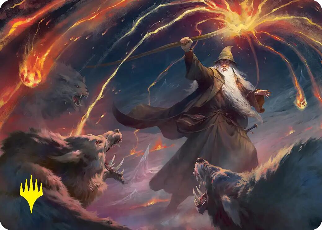 Gandalf, Shadow's Foe Art Card (Gold-Stamped) [The Hobbit Art Series] | Exor Games New Glasgow