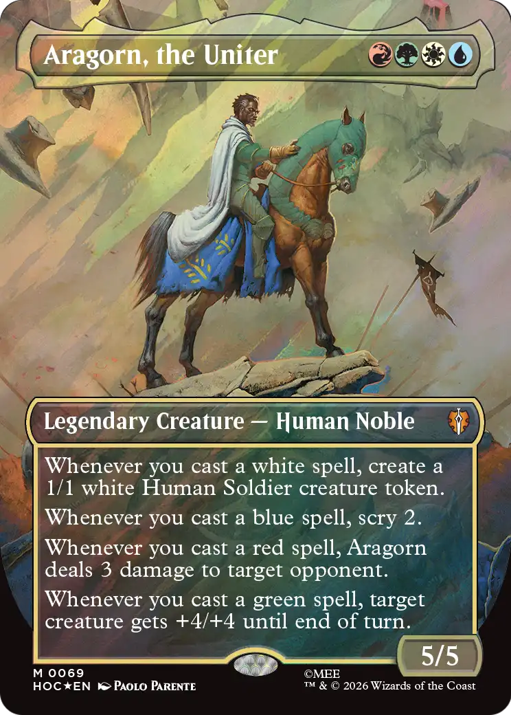 Aragorn, the Uniter (Borderless) (Surge Foil) [The Hobbit: Eternal-Legal] | Exor Games New Glasgow