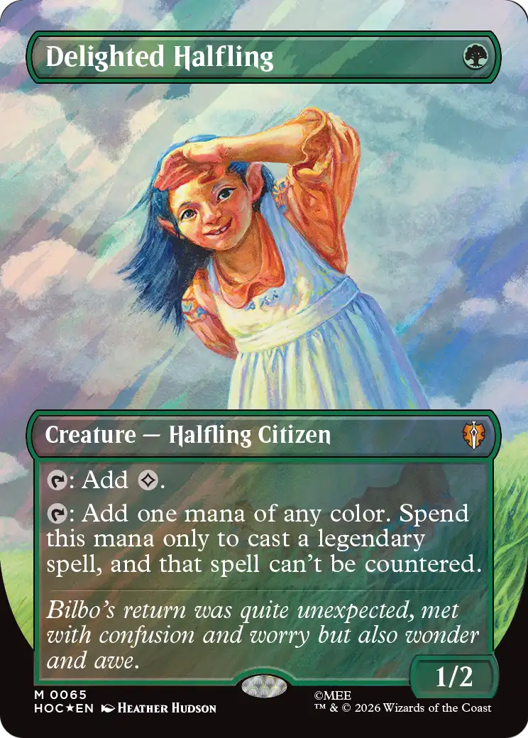 Delighted Halfling (Borderless) (Surge Foil) [The Hobbit] | Exor Games New Glasgow