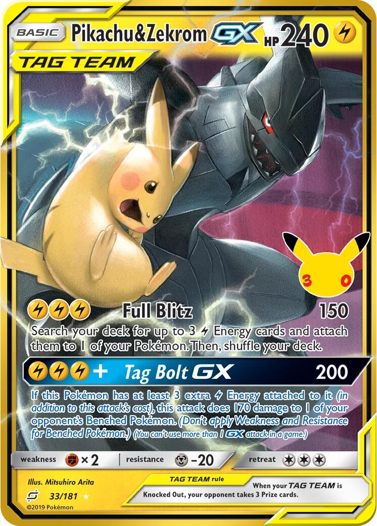 Pikachu & Zekrom GX (33/181) [Mega Evolution: 30th Celebration] | Exor Games New Glasgow